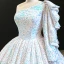 Luxury / Gorgeous White Sequins Prom Dresses 2020 Ball Gown One-Shoulder Sleeveless Floor-Length / Long Backless Formal Dresses