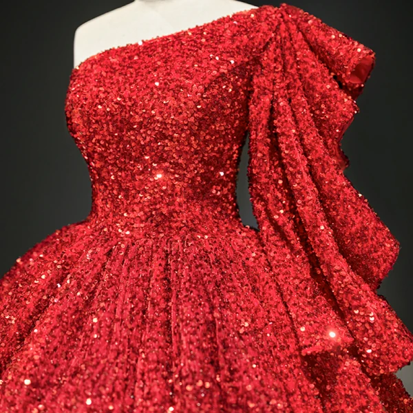Luxury / Gorgeous White Sequins Prom Dresses 2020 Ball Gown One-Shoulder Sleeveless Floor-Length / Long Backless Formal Dresses