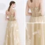 Elegant Champagne Evening Dresses  2020 A-Line / Princess Spaghetti Straps Sleeveless Feather Appliques Lace Sash Floor-Length / Long Ruffle Backless Formal Dresses