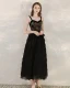 Fashion Black Sequins Homecoming Graduation Dresses With Shawl 2020 A-Line / Princess Shoulders Sleeveless Tea-length Cascading Ruffles Backless Formal Dresses