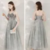 Fashion Homecoming Spaghetti Straps Sage Green Prom Dresses 2020 Sleeveless Glitter Tulle Tea-length Backless Graduation Dresses