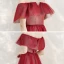 Schöne Rot Abendkleider 2020 A Linie Off Shoulder Kurze Ärmel Rückenfreies Perlenstickerei Stoffgürtel Glanz Tülle Lange Rüschen Festliche Kleider