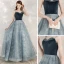 Fashion Ink Blue Evening Dresses  2020 A-Line / Princess Spaghetti Straps Sleeveless Sequins Beading Floor-Length / Long Ruffle Backless Formal Dresses