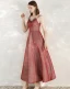 Chic / Belle Rouge de retour Robe De Graduation 2020 Princesse Bretelles Spaghetti Sans Manches Tachetée Tulle Glitter Polyester Longueur Cheville Volants Dos Nu Robe De Ceremonie
