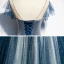 Fashion Navy Blue See-through Evening Dresses  2020 A-Line / Princess Scoop Neck Sleeveless Appliques Flower Beading Glitter Tulle Sweep Train Ruffle Backless