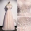 Romantisch Pearl Rosa Abendkleider 2020 A Linie Off Shoulder Kurze Ärmel Applikationen Spitze Perlenstickerei Lange Rüschen Rückenfreies Festliche Kleider