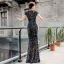 Sparkly Multi-Colors Sequins Cheongsam / Qipao 2020 Trumpet / Mermaid High Neck Appliques Embroidered Sleeveless Floor-Length / Long Formal Dresses