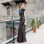 Sparkly Multi-Colors Sequins Cheongsam / Qipao 2020 Trumpet / Mermaid High Neck Appliques Embroidered Sleeveless Floor-Length / Long Formal Dresses