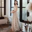 Chic / Beautiful Champagne Gold Evening Dresses  2020 A-Line / Princess Scoop Neck Sleeveless Beading Appliques Sequins Floor-Length / Long Formal Dresses