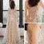 Chic / Beautiful Champagne Gold Evening Dresses  2020 A-Line / Princess Scoop Neck Sleeveless Beading Appliques Sequins Floor-Length / Long Formal Dresses