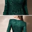Scintillantes Vert Foncé Paillettes Robe De Soirée 2020 Trompette / Sirène Col v profond Gonflée Manches Longues Fendue devant Longue Robe De Ceremonie