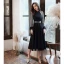 Victorian Style Black Homecoming Graduation Dresses 2020 A-Line / Princess High Neck Puffy Long Sleeve Star Sequins Sash Tea-length Ruffle Formal Dresses