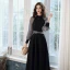 Victorian Style Black Homecoming Graduation Dresses 2020 A-Line / Princess High Neck Puffy Long Sleeve Star Sequins Sash Tea-length Ruffle Formal Dresses