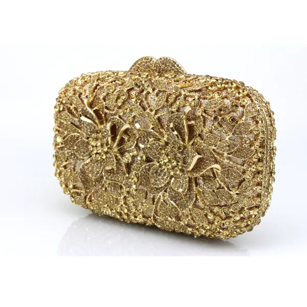Amazing / Unique Silver Clutch Bags Beading Pierced Rhinestone Metal Evening Party Accessories 2019