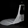 Chic / Beautiful White Wedding Veils 2017 Tulle Embroidered Wedding