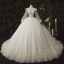 Luxe Ivoire La Mariée Robe De Mariée 2020 Robe Boule Transparentes Col v profond Gonflée Manches Longues Dos Nu Appliques En Dentelle Paillettes Perlage Cathedral Train Volants