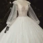 Luxe Ivoire La Mariée Robe De Mariée 2020 Robe Boule Transparentes Col v profond Gonflée Manches Longues Dos Nu Appliques En Dentelle Paillettes Perlage Cathedral Train Volants