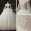 Luxe Ivoire La Mariée Robe De Mariée 2020 Robe Boule Transparentes Col v profond Gonflée Manches Longues Dos Nu Appliques En Dentelle Paillettes Perlage Cathedral Train Volants