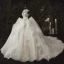 Stunning Ivory Bridal Wedding Dresses 2020 Ball Gown See-through High Neck Sleeveless Appliques Lace Beading Glitter Tulle Chapel Train Ruffle