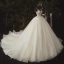 Illusion Ivoire La Mariée Robe De Mariée 2020 Robe Boule Transparentes Encolure Dégagée Sans Manches Dos Nu Appliques Paillettes Perlage Cathedral Train Volants