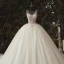 Illusion Ivoire La Mariée Robe De Mariée 2020 Robe Boule Transparentes Encolure Dégagée Sans Manches Dos Nu Appliques Paillettes Perlage Cathedral Train Volants