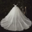 Luxury / Gorgeous Ivory Bridal Wedding Dresses 2020 Ball Gown Spaghetti Straps Deep V-Neck Sleeveless Backless Appliques Lace Beading Cathedral Train Ruffle