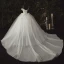 Luxury / Gorgeous Ivory Bridal Wedding Dresses 2020 Ball Gown Spaghetti Straps Deep V-Neck Sleeveless Backless Appliques Lace Beading Cathedral Train Ruffle