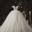Luxury / Gorgeous Ivory Bridal Wedding Dresses 2020 Ball Gown Spaghetti Straps Deep V-Neck Sleeveless Backless Appliques Lace Beading Cathedral Train Ruffle