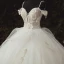 Luxury / Gorgeous Ivory Bridal Wedding Dresses 2020 Ball Gown Spaghetti Straps Deep V-Neck Sleeveless Backless Appliques Lace Beading Cathedral Train Ruffle