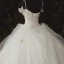 Luxury / Gorgeous Ivory Bridal Wedding Dresses 2020 Ball Gown Spaghetti Straps Deep V-Neck Sleeveless Backless Appliques Lace Beading Cathedral Train Ruffle