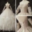 Luxury / Gorgeous Ivory Bridal Wedding Dresses 2020 Ball Gown Off-The-Shoulder Long Sleeve Backless Appliques Lace Sequins Beading Pearl Flower Ruffle Chapel Train