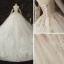Luxury / Gorgeous Ivory Bridal Wedding Dresses 2020 Ball Gown Off-The-Shoulder Long Sleeve Backless Appliques Lace Sequins Beading Pearl Flower Ruffle Chapel Train