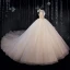 Luxury / Gorgeous Ivory Bridal Wedding Dresses 2020 Ball Gown See-through High Neck Sleeveless Backless Beading Glitter Tulle Cathedral Train Ruffle