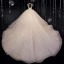 Luxury / Gorgeous Ivory Bridal Wedding Dresses 2020 Ball Gown See-through High Neck Sleeveless Backless Beading Glitter Tulle Cathedral Train Ruffle