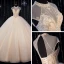 Luxury / Gorgeous Ivory Bridal Wedding Dresses 2020 Ball Gown See-through High Neck Sleeveless Backless Beading Glitter Tulle Cathedral Train Ruffle