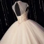 Luxury / Gorgeous Ivory Bridal Wedding Dresses 2020 Ball Gown See-through High Neck Sleeveless Backless Beading Glitter Tulle Cathedral Train Ruffle