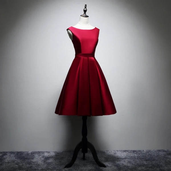Simple Rose Bonbon Satin de retour Robe De Graduation 2020 Princesse De l'épaule Manches Courtes Ceinture Mi-Longues Volants Dos Nu Robe De Ceremonie