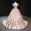Luxury / Gorgeous Rose Gold Prom Dresses 2020 Ball Gown Scoop Neck Sleeveless Appliques Flower Sequins Beading Tassel Court Train Ruffle Backless