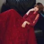 Mode Rouge Transparentes Robe De Soirée 2020 Princesse V-Cou 3/4 Manches Appliques En Dentelle Perlage Longue Dos Nu Robe De Ceremonie
