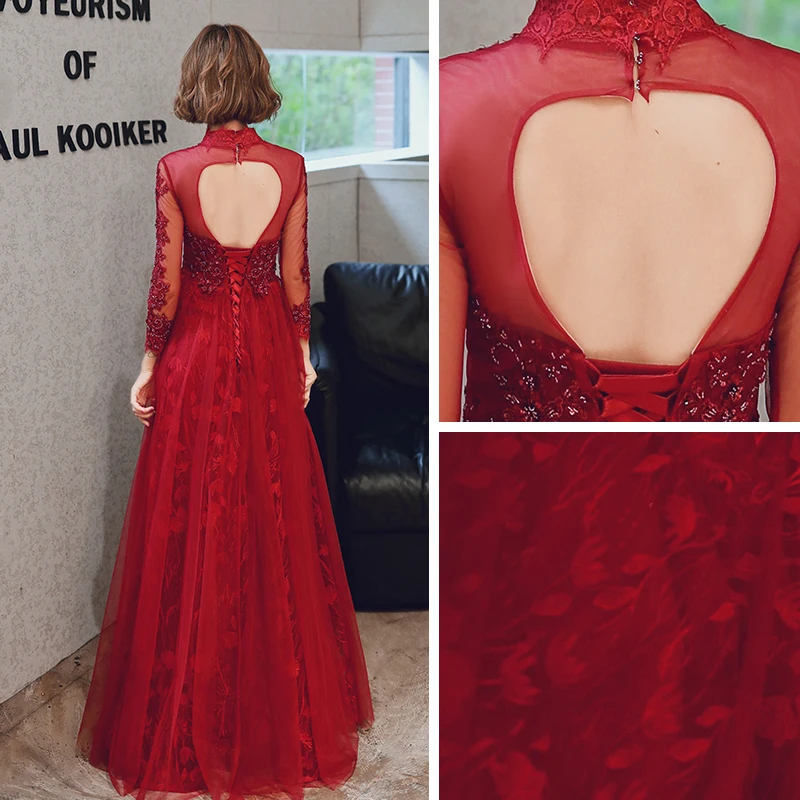 slim fit dress slacks V Neck Burgundy Back Lace Up Satin Long Prom Dresses With Side Slit, B –  morievent