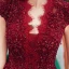 Fashion Red Lace See-through Evening Dresses  2020 A-Line / Princess V-Neck Short Sleeve Beading Floor-Length / Long Backless Formal Dresses