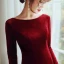 Élégant Bordeaux Velour Robe De Soirée 2020 Trompette / Sirène Encolure Dégagée Manches Longues Perlage Transparentes Dos Nu Train De Balayage Robe De Ceremonie