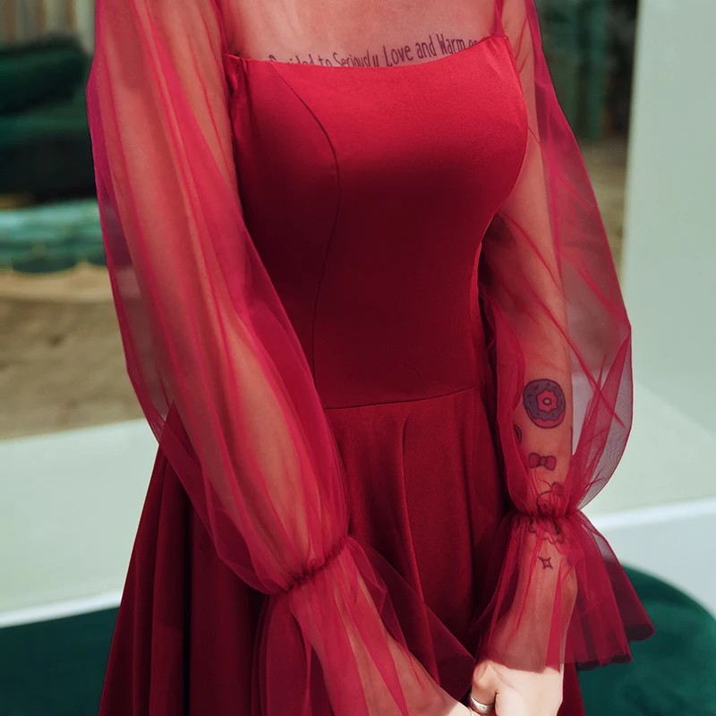 strapless open back dress Chic Sweet Bow Red Velvet Short Sleeves Prom Dresses With Starry Tulle –  FAIRYLAND