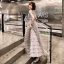 Chic / Beautiful Grey Evening Dresses  2020 A-Line / Princess See-through Scoop Neck 3/4 Sleeve Appliques Lace Beading Floor-Length / Long Cascading Ruffles Formal Dresses