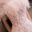 Meilleur Rougissant Rose Robe De Soirée 2020 Princesse Transparentes Encolure Dégagée Manches Courtes Plumes Appliques Fleur Perlage Train De Balayage Volants Dos Nu Robe De Ceremonie