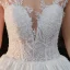 Illusion Ivoire Satin La Mariée Robe De Mariée 2020 Robe Boule Transparentes Encolure Dégagée Manches Courtes Dos Nu Appliques En Dentelle Perlage Cathedral Train