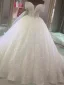 Best White Bridal Wedding Dresses 2020 Ball Gown Off-The-Shoulder Short Sleeve Backless Beading Tassel Glitter Tulle Chapel Train Ruffle