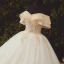High-end Champagne Bridal Wedding Dresses 2020 Ball Gown Off-The-Shoulder Short Sleeve Backless Appliques Lace Beading Glitter Tulle Chapel Train Ruffle