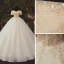 High-end Champagne Bridal Wedding Dresses 2020 Ball Gown Off-The-Shoulder Short Sleeve Backless Appliques Lace Beading Glitter Tulle Chapel Train Ruffle