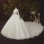 Illusion Ivory See-through Bridal Wedding Dresses 2020 Ball Gown V-Neck Long Sleeve Beading Sequins Glitter Tulle Royal Train Ruffle